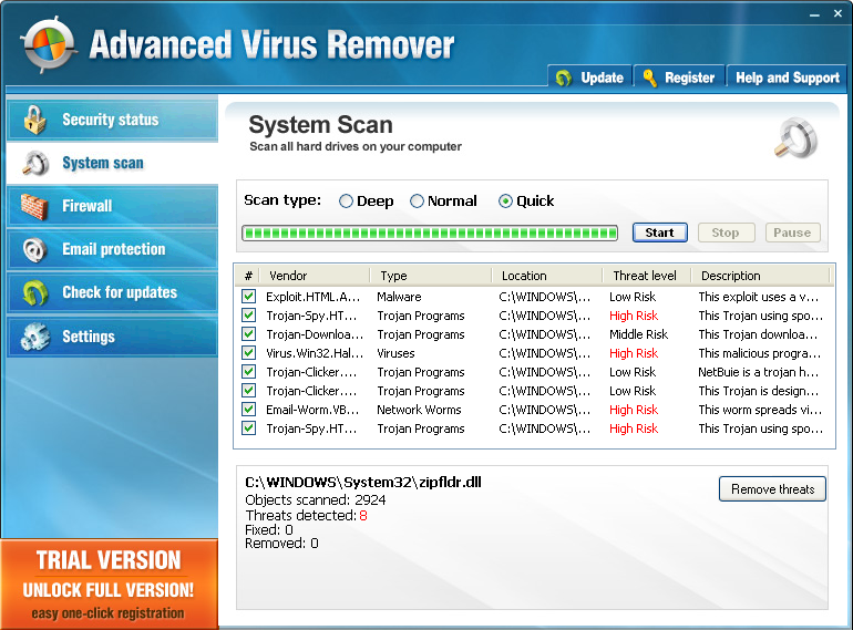 Avancerad Virus Remover 2009 bild